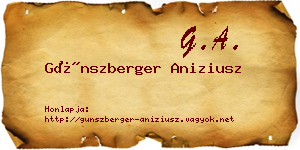 Günszberger Aniziusz névjegykártya